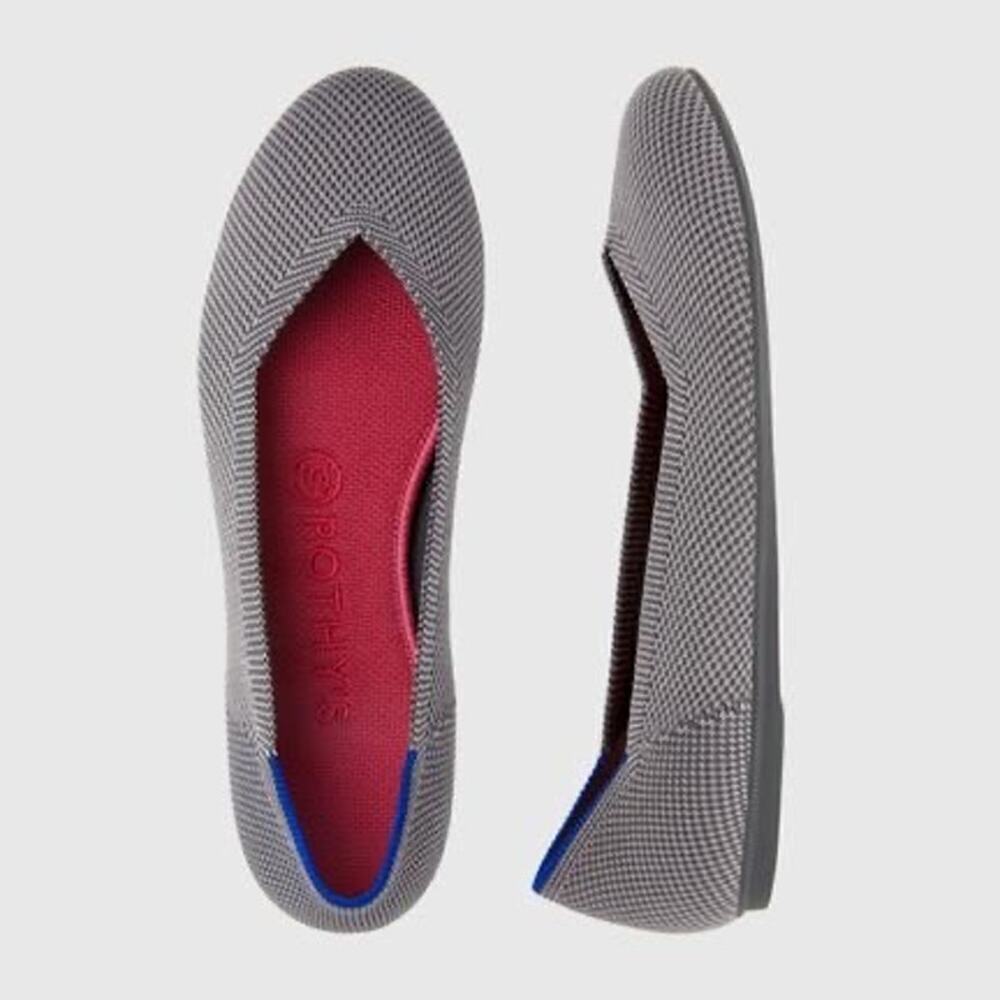 Rothy’s‎ the Flat Pebble Grey and Red Women’s Size 7